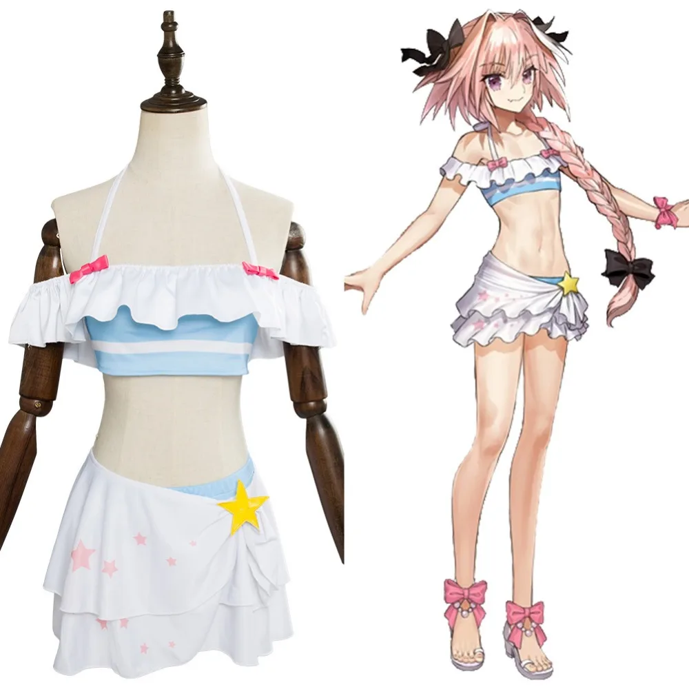 Фото Fate/Extella Link Astolfo Swimsuit Cospaly Costume FGO Swimwear Custom Made Summer Beach Sailor Dress | Тематическая одежда и