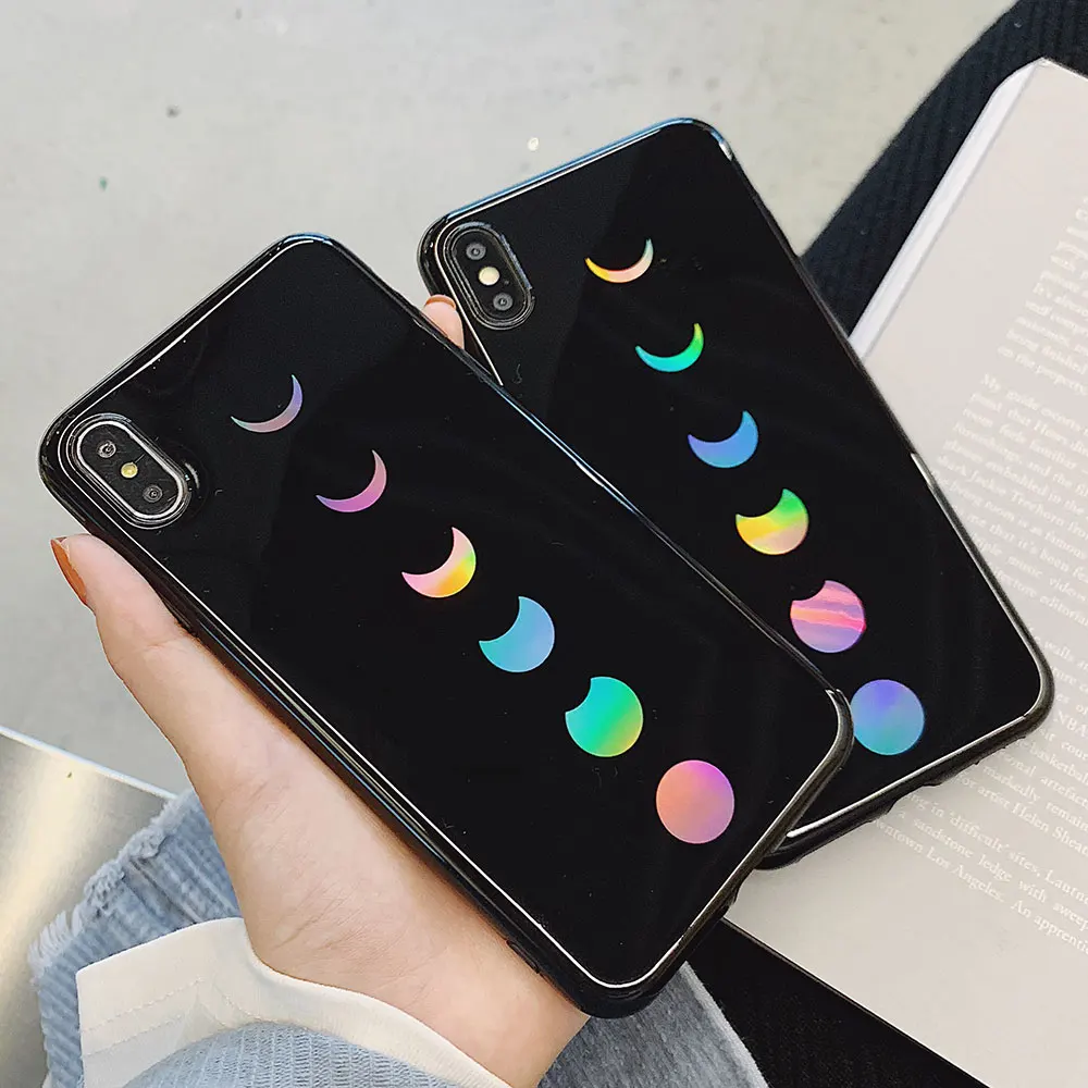 KISSCASE Moon Eclipse Phone Case For iPhone XR XS Max X 7 8 Tempered Glass Back Cover 6 6S Plus Laser |