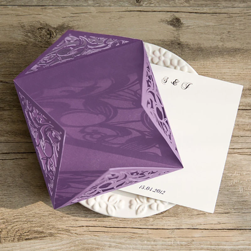 100 Set Purple Square Pattern Flower Laser Cut Wedding Invitations Print customize Fold Blank Invitation Cards Convite Casamento
100 Set Purple Square Pattern Flower Laser Cut Wedding Invitations Print customize Fold Blank Invitation Cards Convite Casamento