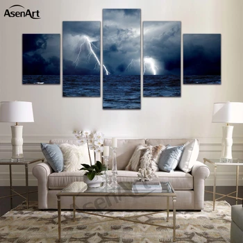 5 Panel Wall Pictures Lightning at Sea Painting for Living Room Nature Landscape on Canvas Framed Wall Art Ready to Hang
5 Panel Wall Pictures Lightning at Sea Painting for Living Room Nature Landscape on Canvas Framed Wall Art Ready to Hang