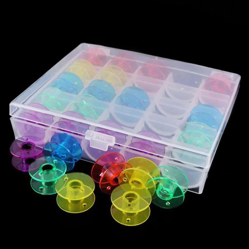 25Pcs/Set Bobbins Box Set Sewing Machine Spools Colorful Plastic Metal And Case Storage Box Sewing Machine Tools Accessories
25Pcs/Set Bobbins Box Set Sewing Machine Spools Colorful Plastic Metal And Case Storage Box Sewing Machine Tools Accessories