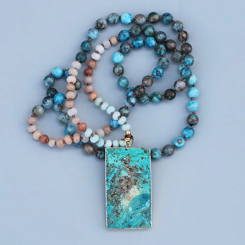 EDOTHALIA Ocean Stone Pendant Necklace Women Blue Magic Stone & Abacus Beads 108 Beads Mala Meditation Necklace
EDOTHALIA Ocean Stone Pendant Necklace Women Blue Magic Stone & Abacus Beads 108 Beads Mala Meditation Necklace