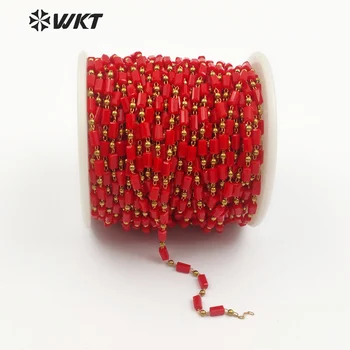 WT-RBC074 Coral Color Crystal Beads Chain Wire Wrapped Without Gold Metal Plated Handmade Rosary Beads Chain For Women DIY Jewel
WT-RBC074 Coral Color Crystal Beads Chain Wire Wrapped Without Gold Metal Plated Handmade Rosary Beads Chain For Women DIY Jewel
