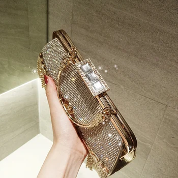 AUAU-Women'S Crystal Evening Bag Retro Beaded Clutch Wedding Diamond Lock Rhinestone Chain Fringe Shoulder Bag
AUAU-Women'S Crystal Evening Bag Retro Beaded Clutch Wedding Diamond Lock Rhinestone Chain Fringe Shoulder Bag