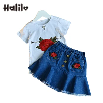 Halilo Kids Shorts Suits Girls Clothing Set Casual Flower T-shirt + Denim Skirt 2pcs Girl Outfits Toddler Girls Summer Clothing
Halilo Kids Shorts Suits Girls Clothing Set Casual Flower T-shirt + Denim Skirt 2pcs Girl Outfits Toddler Girls Summer Clothing