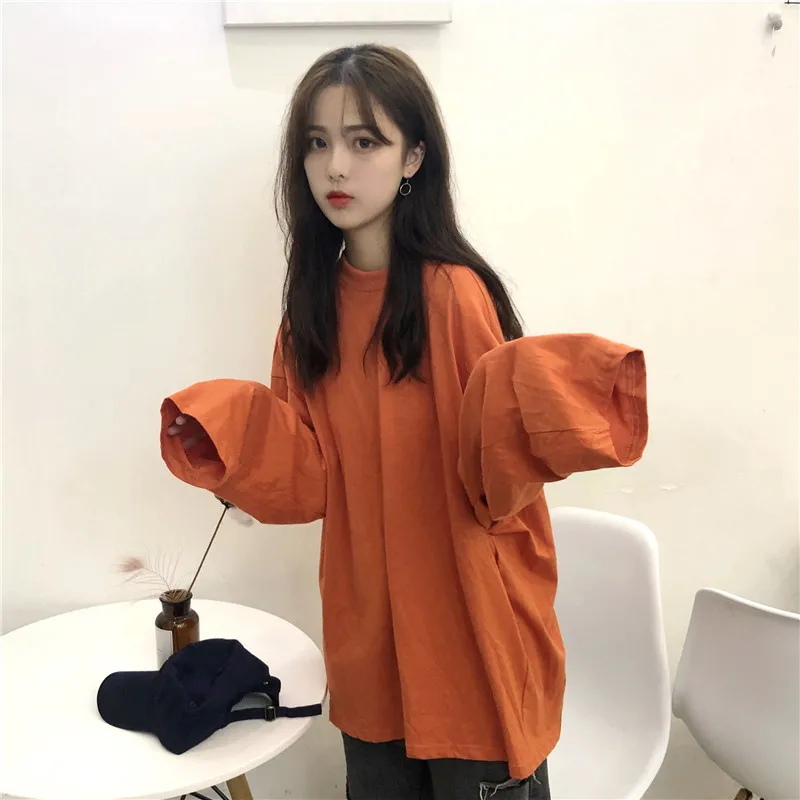 Spring Oversized T-shirts Women Harajuku Solid Color Long Sleeve Lazy Style Loose Tops Female All Match Streetwear Chic Basic T
Spring Oversized T-shirts Women Harajuku Solid Color Long Sleeve Lazy Style Loose Tops Female All Match Streetwear Chic Basic T