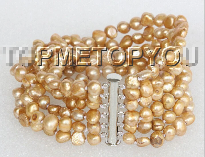 Genuine 8" 8mm 6row Baroque champagne pearls bracelet E3658^^^@^Noble style Natural Fine jewe SHIPPING 6.2 6.02
Genuine 8" 8mm 6row Baroque champagne pearls bracelet E3658^^^@^Noble style Natural Fine jewe SHIPPING 6.2 6.02