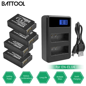 BATTOOL 4Pcs EN-EL14 ENEL14 Rechargeable Li-ion Battery + LCD Dual Charger for Nikon D3100 D3200 D3300 D5100 D5200
BATTOOL 4Pcs EN-EL14 ENEL14 Rechargeable Li-ion Battery + LCD Dual Charger for Nikon D3100 D3200 D3300 D5100 D5200