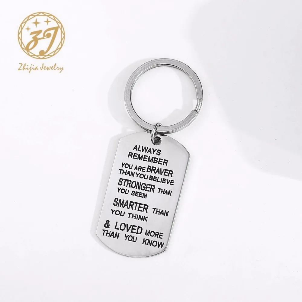 Zhijia Stainless steel Dog tag letter "Always Remember You Are Braver Than You Seem..." Keychain Keyring Inspirational Gifts
Zhijia Stainless steel Dog tag letter "Always Remember You Are Braver Than You Seem..." Keychain Keyring Inspirational Gifts