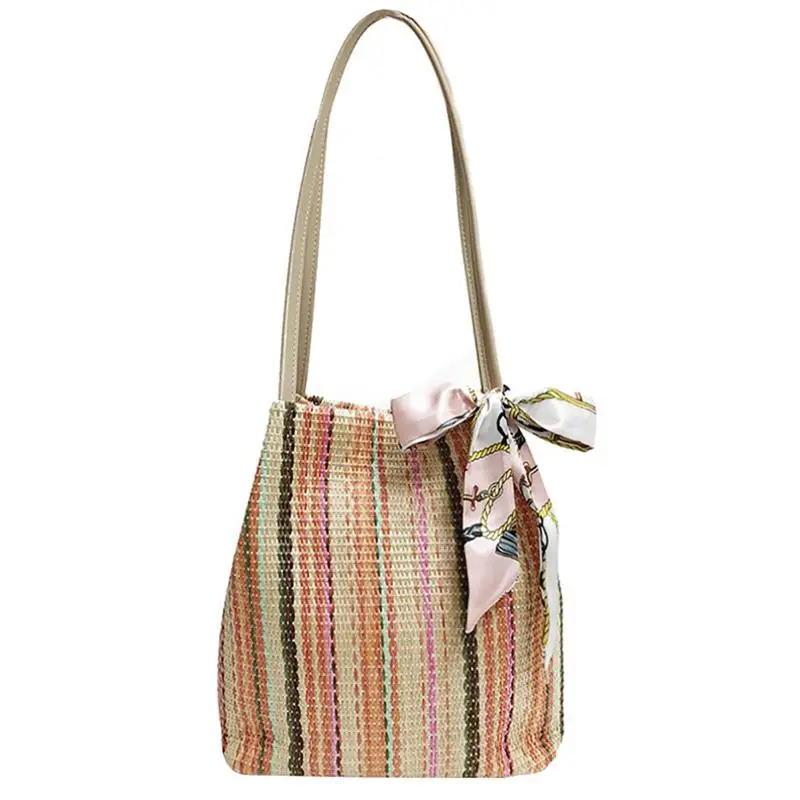 Fashion Casual Scarf Decorative Bucket Straw Bag Tote Bags Straw Large Capacity Shoulder Bag Top Handle Bags With Ribbon Scarf
Fashion Casual Scarf Decorative Bucket Straw Bag Tote Bags Straw Large Capacity Shoulder Bag Top Handle Bags With Ribbon Scarf