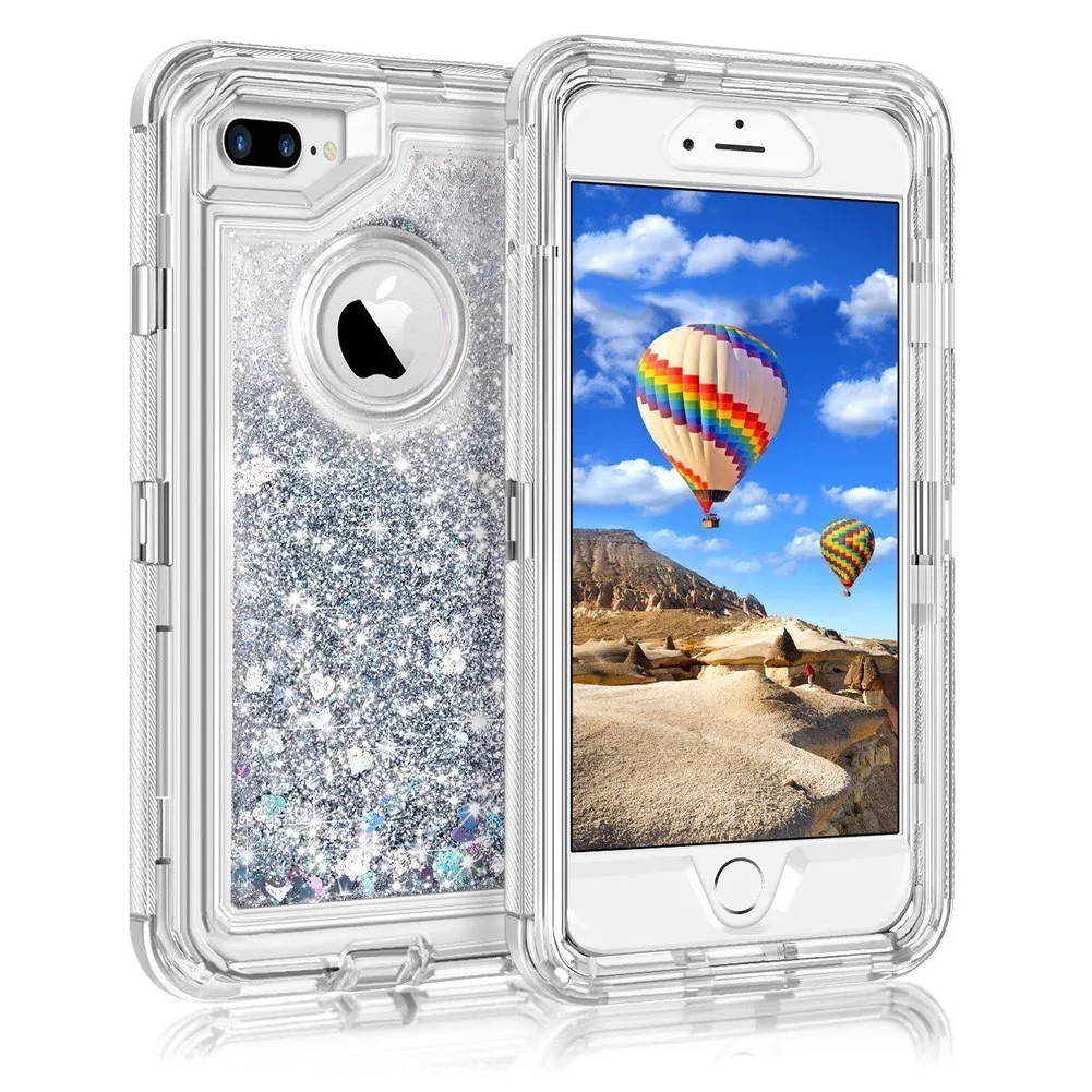 3D Glitter Shockproof Phone Cases For iPhone8 Plus iPhoneX Dynamic Quicksand Covers Sadoun.com