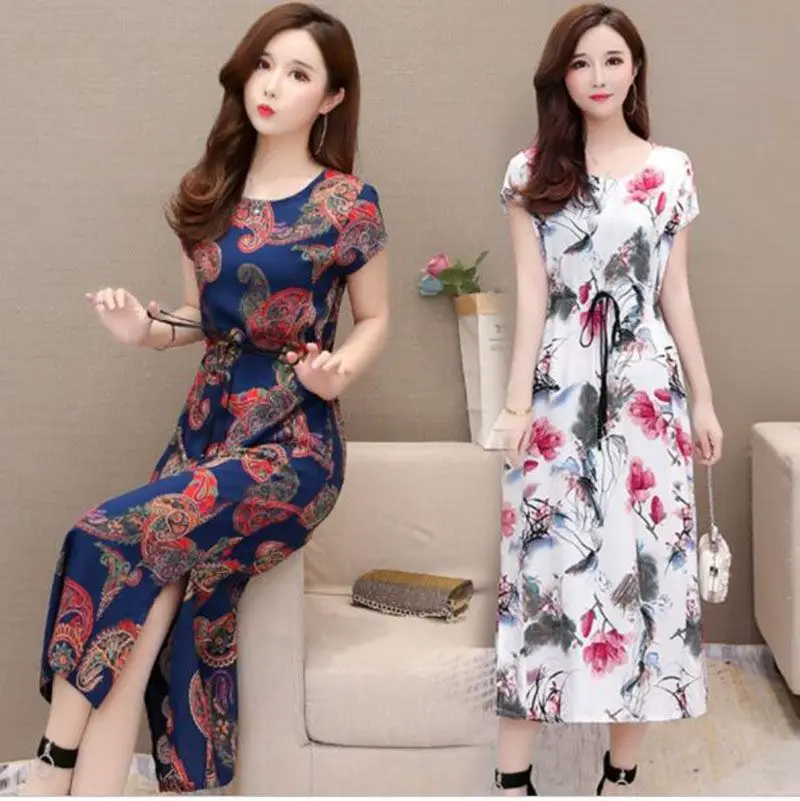 high quality Women Summer Dress Elegant Printed Flower Dress 2019 New Fashion cotton Loose Plus Size 5XL long Dress
high quality Women Summer Dress Elegant Printed Flower Dress 2019 New Fashion cotton Loose Plus Size 5XL long Dress