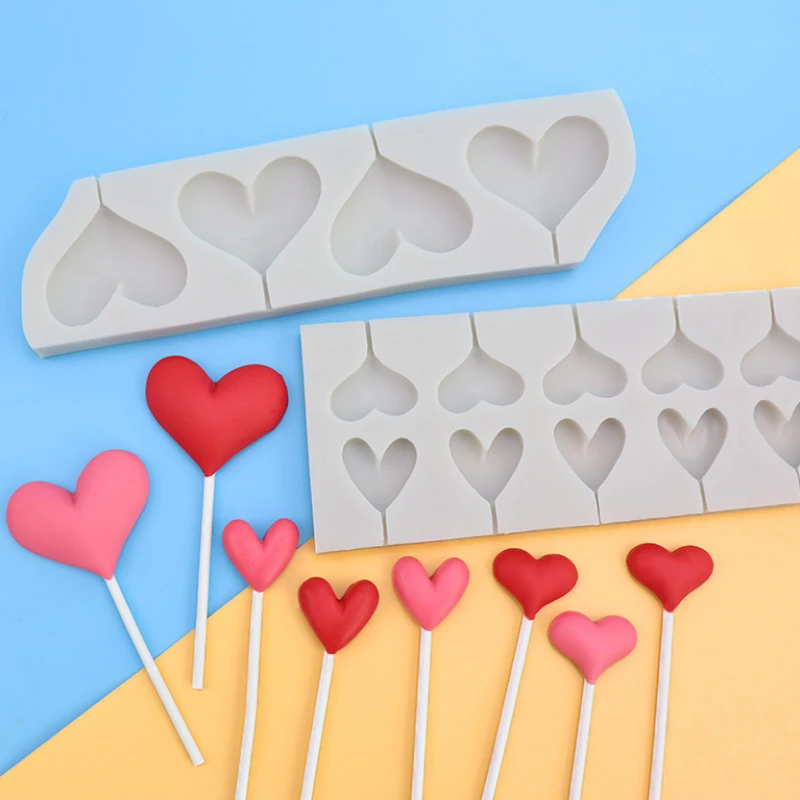 Love Heart Lollipop Mould Silicone Mold Fondant Cake Decorating Tool Gumpaste Sugarcraft Chocolate Forms Bakeware | Дом и сад