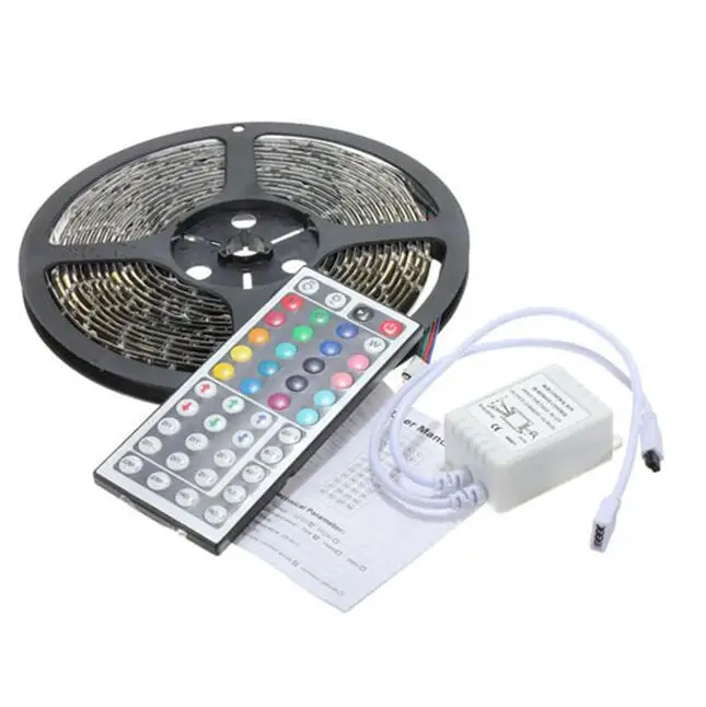 

Best Price 5M 3528 SMD RGB 300 LED Strip Flexible Waterproof Light With 44key Remote Controller DC12V