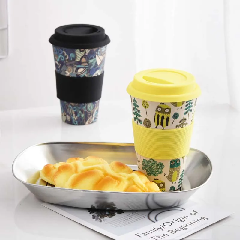 

Creative Bamboo Coffee Mug Portable Travel Coffee Cups Girl's Tumbler Cups and Mugs Sets Milk Tea Mugs Beer Mug Baby Groot 400ml
