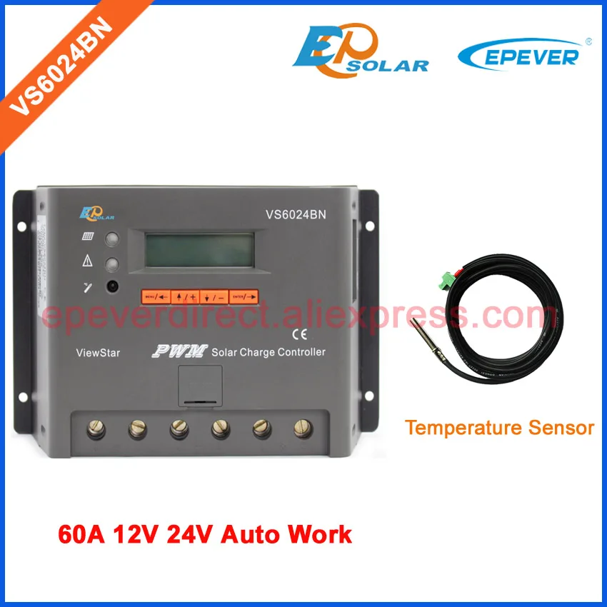 VS6024BN 60A 24V solar 12V panels system charger controller VS6024BN with temperature sensor EPSolar/EPEVER 60amps
VS6024BN 60A 24V solar 12V panels system charger controller VS6024BN with temperature sensor EPSolar/EPEVER 60amps