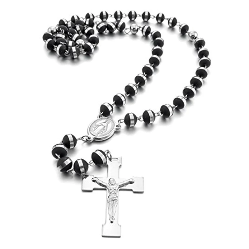 Stainless Steel Pendant Necklace Silver Black Virgin Mary Jesus Christ Crucifix Cross Rosary Vintage Retro 26 Inch Chain Man W
Stainless Steel Pendant Necklace Silver Black Virgin Mary Jesus Christ Crucifix Cross Rosary Vintage Retro 26 Inch Chain Man W