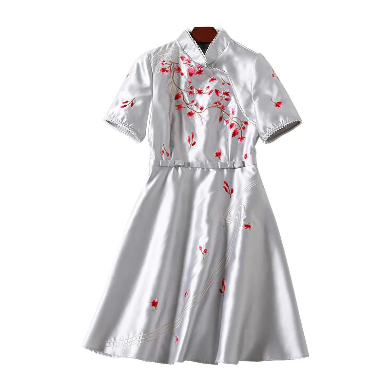 Spring 2018 High End Women's Dress Elegant A-line Casual Fashion Dresses with Embroidered Silver Purple Color Dress 80257
Spring 2018 High End Women's Dress Elegant A-line Casual Fashion Dresses with Embroidered Silver Purple Color Dress 80257