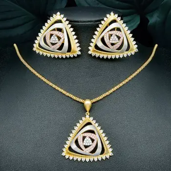 ModemAngel Especially Geometry High Quality 3Tone Pendant Necklace And Earring Women Wedding Party Bridal
ModemAngel Especially Geometry High Quality 3Tone Pendant Necklace And Earring Women Wedding Party Bridal