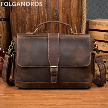 FOLGANDROS Men Vintage Genuine Leather Handbags Brand Handmade Cow Leather Briefcase Laptop Bag Classic Versatile Shoulder Bags
FOLGANDROS Men Vintage Genuine Leather Handbags Brand Handmade Cow Leather Briefcase Laptop Bag Classic Versatile Shoulder Bags