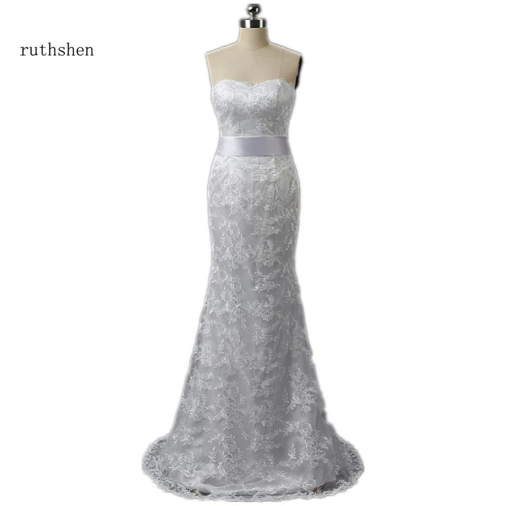 ruthshen Lace Mermaid Wedding Dresses Cheap 2018 Sweetheart Sweep Train Bridal Gown With Ribbon Sash Vestido De Boda
ruthshen Lace Mermaid Wedding Dresses Cheap 2018 Sweetheart Sweep Train Bridal Gown With Ribbon Sash Vestido De Boda