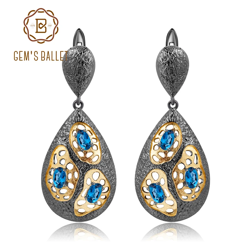 GEM'S BALLET Natural London Blue Topaz 925 Sterling Silver The Persistence of Memory Element Handmade Drop Earrings for Women
GEM'S BALLET Natural London Blue Topaz 925 Sterling Silver The Persistence of Memory Element Handmade Drop Earrings for Women