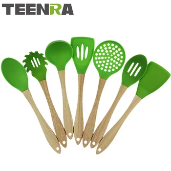 TEENRA 7Pcs Green Wood Handle Silicone Kitchen Utensils Set Silicone Kitchen Tools Set Non-stick Cooking Spoon Spatula Scoope
TEENRA 7Pcs Green Wood Handle Silicone Kitchen Utensils Set Silicone Kitchen Tools Set Non-stick Cooking Spoon Spatula Scoope