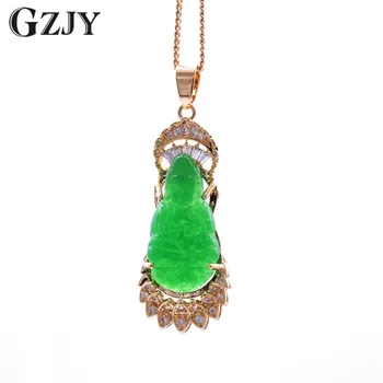 GZJY Fashion Charm Necklace & Pendant Buddha Green Stone Zircon Champagne Gold Color Pendant For Women Jewelry Gift
GZJY Fashion Charm Necklace & Pendant Buddha Green Stone Zircon Champagne Gold Color Pendant For Women Jewelry Gift