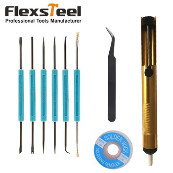 Flexsteel Solder Assist Tools and Accessory Kit with Desoldering Pump Tweezer Electronic Components Welding Repair Tool Set
Flexsteel Solder Assist Tools and Accessory Kit with Desoldering Pump Tweezer Electronic Components Welding Repair Tool Set