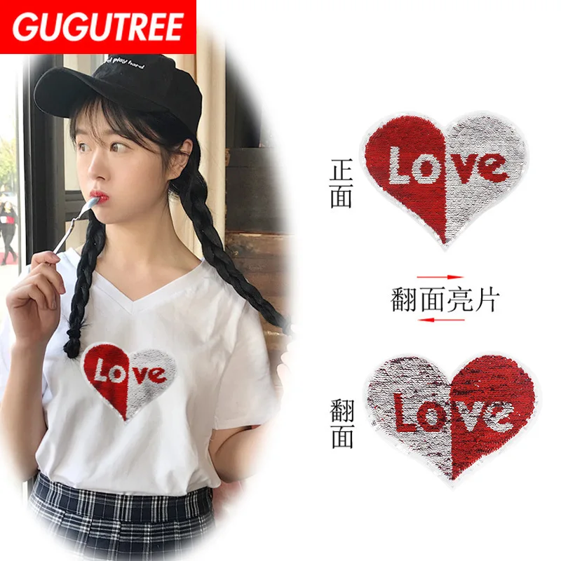 GUGUTREE embroidery Sequins big love heart patches love patches badges applique patches for clothing XC-158
GUGUTREE embroidery Sequins big love heart patches love patches badges applique patches for clothing XC-158