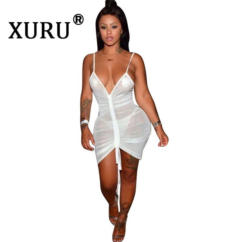 XURU Summer New Sexy Mesh Perspective Dress Temperament Women's Nightclub Dress Sling V-neck Irregular Club Party Dress
XURU Summer New Sexy Mesh Perspective Dress Temperament Women's Nightclub Dress Sling V-neck Irregular Club Party Dress