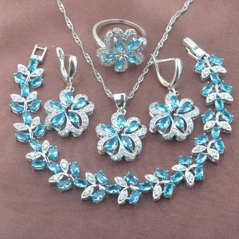 Russian Style For Women Wedding Jewelry Sets Sky Blue Zirconia Summer Accessories Bracelet Necklace And Earrings Ring Set YZ0531
Russian Style For Women Wedding Jewelry Sets Sky Blue Zirconia Summer Accessories Bracelet Necklace And Earrings Ring Set YZ0531