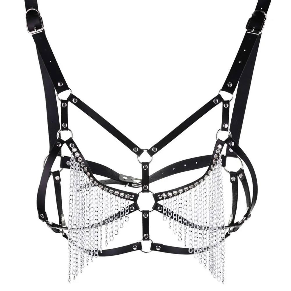 New Sexy pu Leather chain Harness bra Body chain Belt punk sexy chain top women body jewelry festival Fashion Jewelry
New Sexy pu Leather chain Harness bra Body chain Belt punk sexy chain top women body jewelry festival Fashion Jewelry
