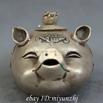 Folk Chinese Silver ZhaoCai JinBao BAT Happy Fu Pig Swine Statue Wine Pot Teapot
Folk Chinese Silver ZhaoCai JinBao BAT Happy Fu Pig Swine Statue Wine Pot Teapot