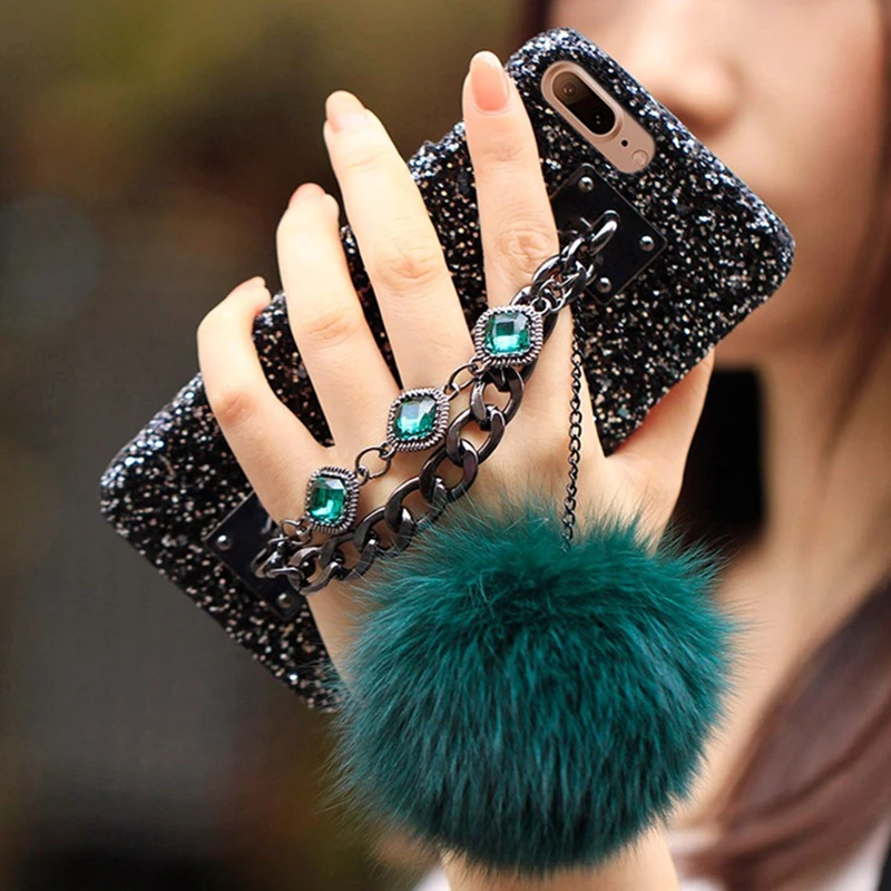 For iPhone 6S Case Glitter Bling Diamond Gem Bracelet Chain Tassel Fox Fur Ball Cover For Capa iPhone 5S 6 6S 7 8 Plus X Case
For iPhone 6S Case Glitter Bling Diamond Gem Bracelet Chain Tassel Fox Fur Ball Cover For Capa iPhone 5S 6 6S 7 8 Plus X Case