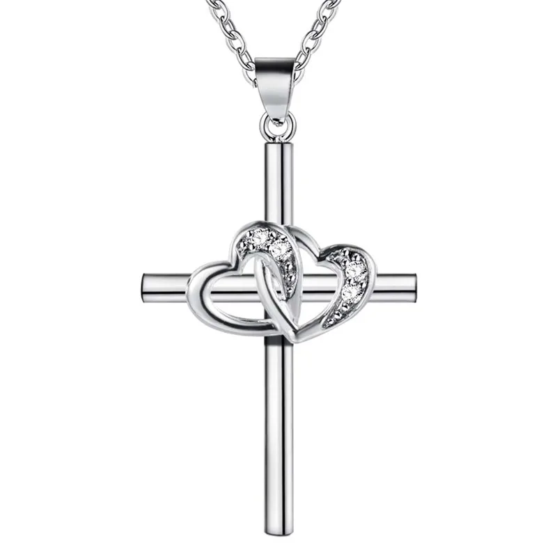 Cross silver double heart pendant necklace with cubic zirconia fashion jewelry beautiful lovely gift for women Factory Outlet
Cross silver double heart pendant necklace with cubic zirconia fashion jewelry beautiful lovely gift for women Factory Outlet