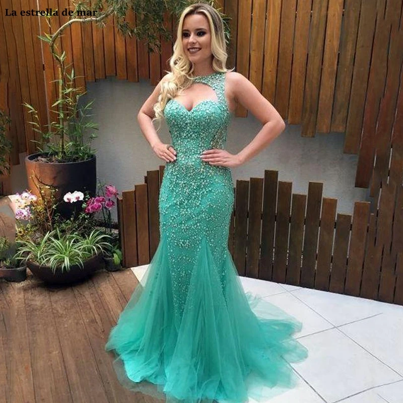 Vestido formatura longo new tulle crystal halter turquoise mermaid prom dres luxury Tulle Long Pageant evening dress Party Gowns
Vestido formatura longo new tulle crystal halter turquoise mermaid prom dres luxury Tulle Long Pageant evening dress Party Gowns