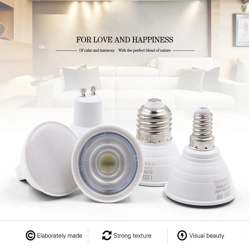 E27 E14 MR16 GU5.3 GU10 Lamp LED Bulb 6W 220V LED Lamp Spotlight Lampara Spot Light
E27 E14 MR16 GU5.3 GU10 Lamp LED Bulb 6W 220V LED Lamp Spotlight Lampara Spot Light
