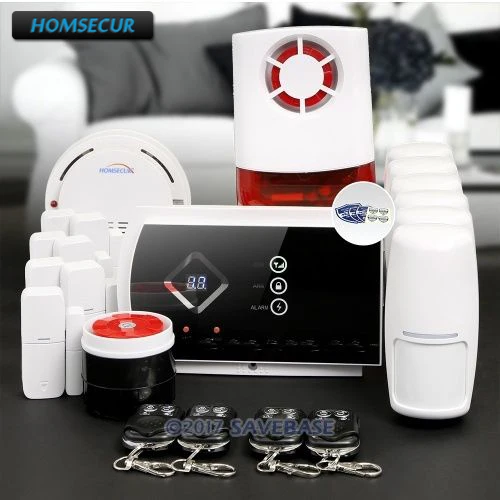 HOMSECUR Wireless GSM SMS Autodial Burglar Intruder Alarm System with Red Flash Siren