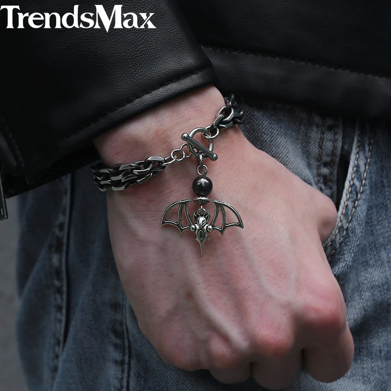 Men's Bracelets Bat Charm Gunmetal Cable Chain Stainless Steel Bracelet For Male Jewelry Gifts Dropshipping Wholesale 6mm KDB29
Men's Bracelets Bat Charm Gunmetal Cable Chain Stainless Steel Bracelet For Male Jewelry Gifts Dropshipping Wholesale 6mm KDB29