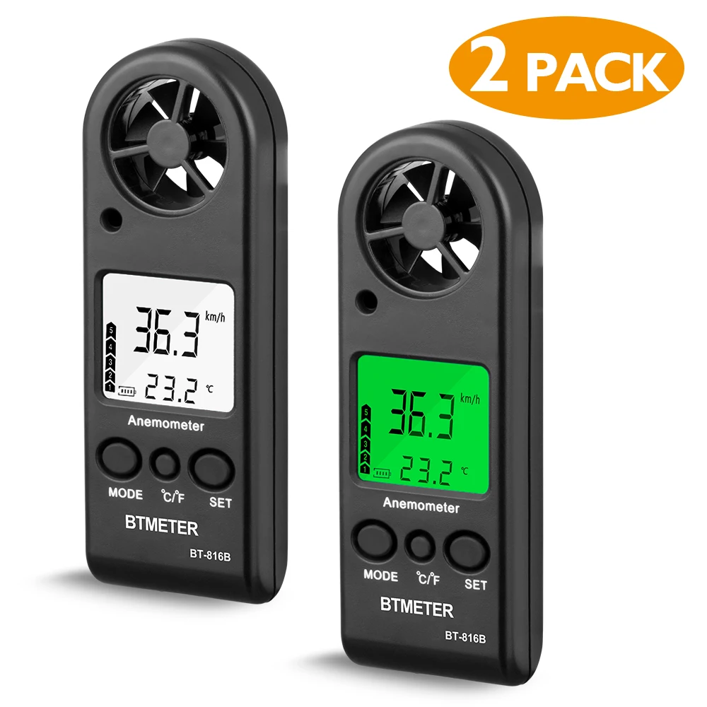 BEMETER BT-816B (2 pack) Handheld LCD Digital Mini Anemometer Wind Speed Meter Air Flow Tester Air Anemometro
BEMETER BT-816B (2 pack) Handheld LCD Digital Mini Anemometer Wind Speed Meter Air Flow Tester Air Anemometro
