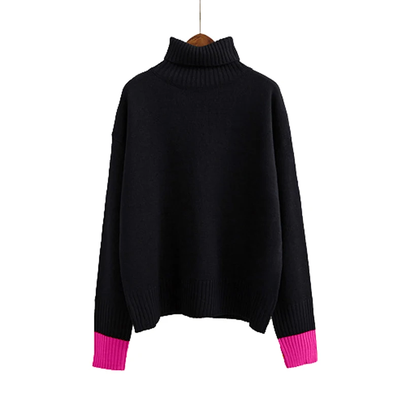 Women Sweaters And Pullovers Autumn Turtleneck Color Block Rib Cuffs Long Sleeve Knit Pullover Casual Sweater Black Brown Navy
Women Sweaters And Pullovers Autumn Turtleneck Color Block Rib Cuffs Long Sleeve Knit Pullover Casual Sweater Black Brown Navy