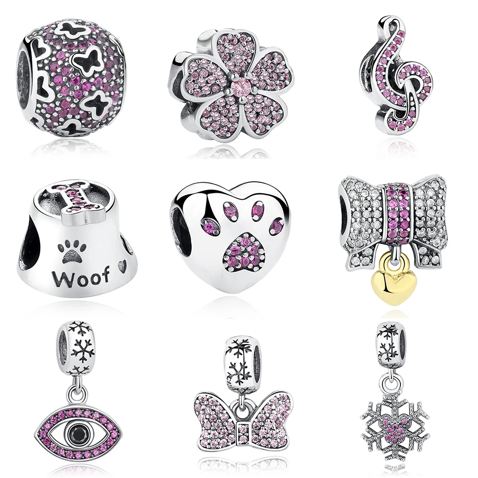 925 Sterling Silver Love Heart Pink Flower Bow Snow Charms Pendant Beads Fit Pandora Bracelets Beads for DIY Jewelry Making
925 Sterling Silver Love Heart Pink Flower Bow Snow Charms Pendant Beads Fit Pandora Bracelets Beads for DIY Jewelry Making