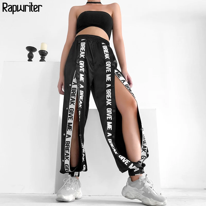 Rapwriter Casual Two Side Button Loose Sweatpants Women 2019 Summer Stretch High Waist Jogger Fashion Letter Harem Pants Black
Rapwriter Casual Two Side Button Loose Sweatpants Women 2019 Summer Stretch High Waist Jogger Fashion Letter Harem Pants Black