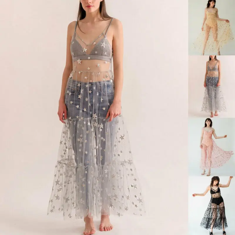 New Fashion Women Mesh Sheer Beach Dress Lace Sexy Fairy Female Bikini Cover Ups Casual Star Print Maxi Dress Summer
New Fashion Women Mesh Sheer Beach Dress Lace Sexy Fairy Female Bikini Cover Ups Casual Star Print Maxi Dress Summer