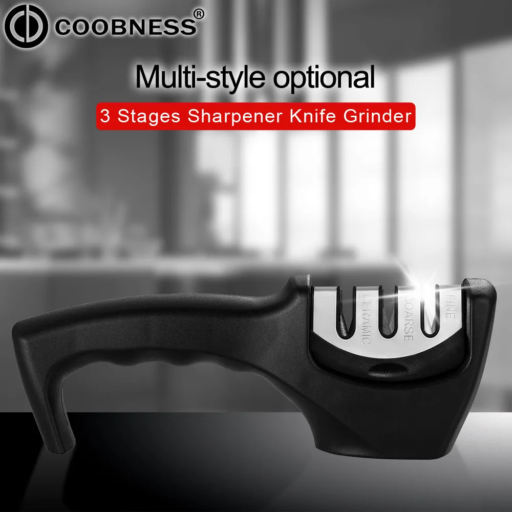 COOBNESS Kitchen Knife Sharpener 3 Stages Professional Kitchen Sharpening Stone Grinder knives Tungsten Steel Diamond Sharpener
COOBNESS Kitchen Knife Sharpener 3 Stages Professional Kitchen Sharpening Stone Grinder knives Tungsten Steel Diamond Sharpener