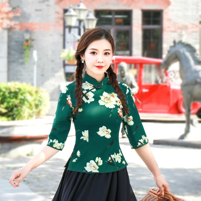 SHENG COCO Green Vintage Shirts Qipao Tops Shanghai Elegant Cheongsam Tops Blouse Autumn Women 4XL China Guzheng Clothing
SHENG COCO Green Vintage Shirts Qipao Tops Shanghai Elegant Cheongsam Tops Blouse Autumn Women 4XL China Guzheng Clothing