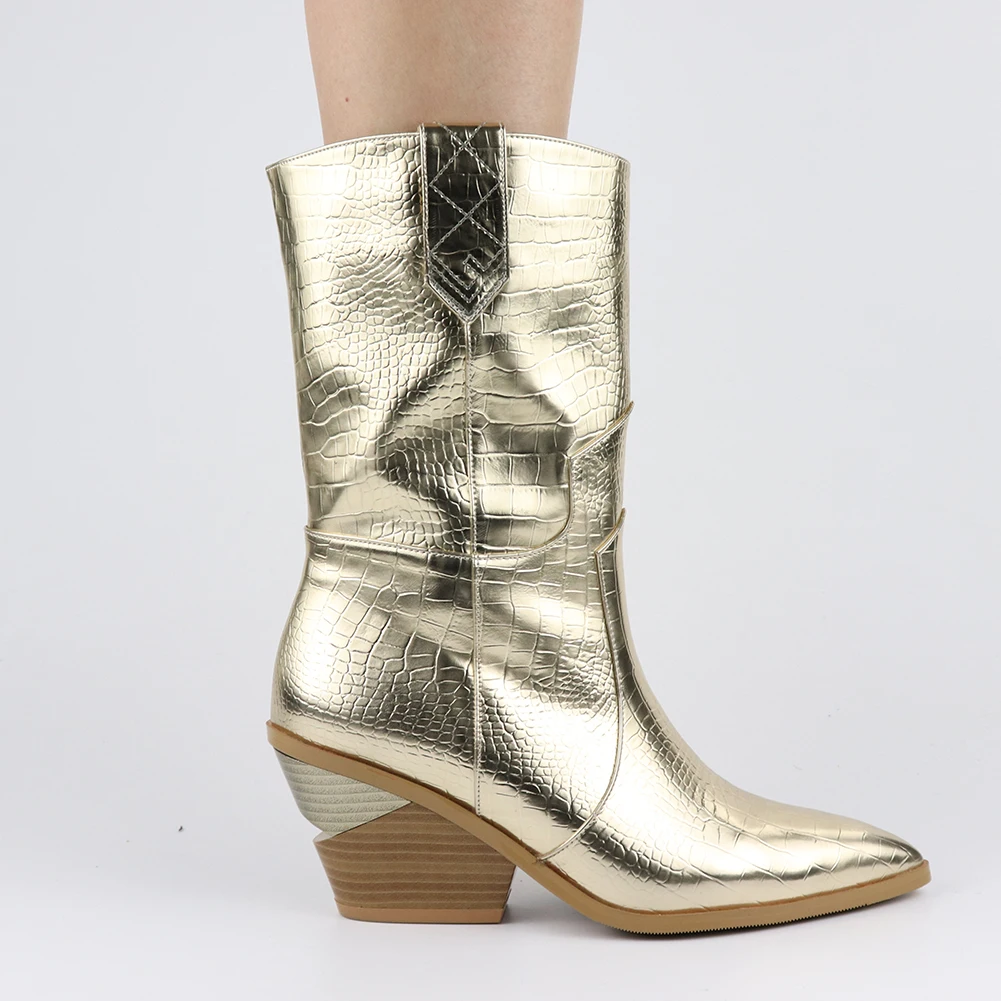 High Quality Brand Gold Winter Plus Size 46 Vintage Square Heels Woman Mid-Calf Boots women's Shoes Western Boots Shoes Women
High Quality Brand Gold Winter Plus Size 46 Vintage Square Heels Woman Mid-Calf Boots women's Shoes Western Boots Shoes Women