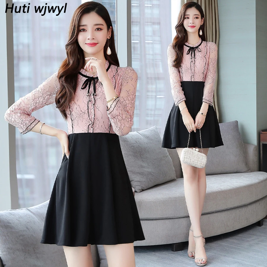 2019 Vintage Pink Black Fake Two Piece Mini Dresses Autumn Winter Long Sleeve Beach Dress Elegant Women Bodycon Party Vestidos
2019 Vintage Pink Black Fake Two Piece Mini Dresses Autumn Winter Long Sleeve Beach Dress Elegant Women Bodycon Party Vestidos