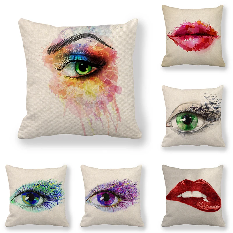 45cm*45cm Cushion cover Sexy lips and eyes design linen/cotton pillow case sofa and Home decorative pillow cover
45cm*45cm Cushion cover Sexy lips and eyes design linen/cotton pillow case sofa and Home decorative pillow cover